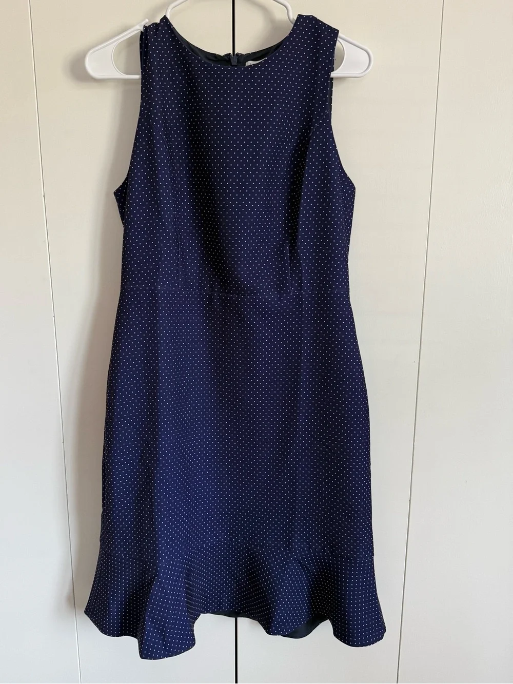 J. Crew Navy Polka Dot Flounce Hem Dress NWT